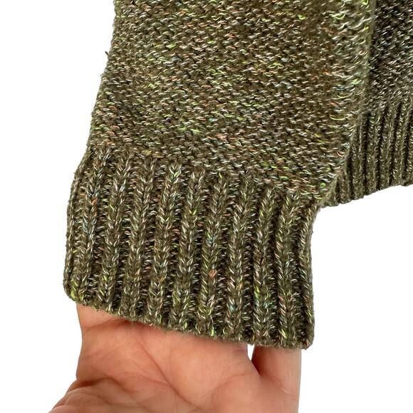 Old Navy Womens Knit V-Neck Pullover Sweater SZ M Green Gremlin Chunky Academia - Picture 3 of 7